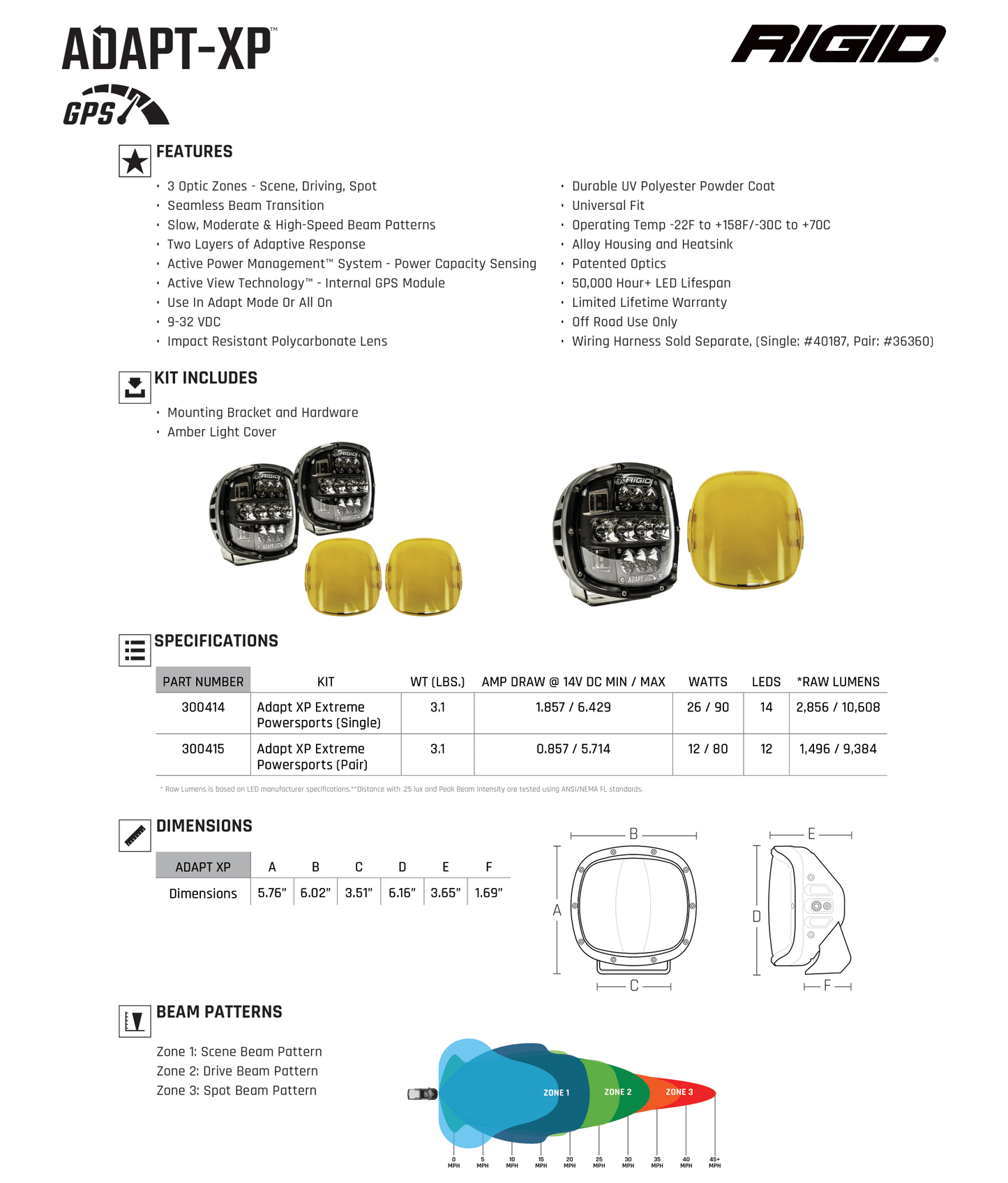 RIGID ADAPT XP EXTREME POWERSPORTS LED PAIR