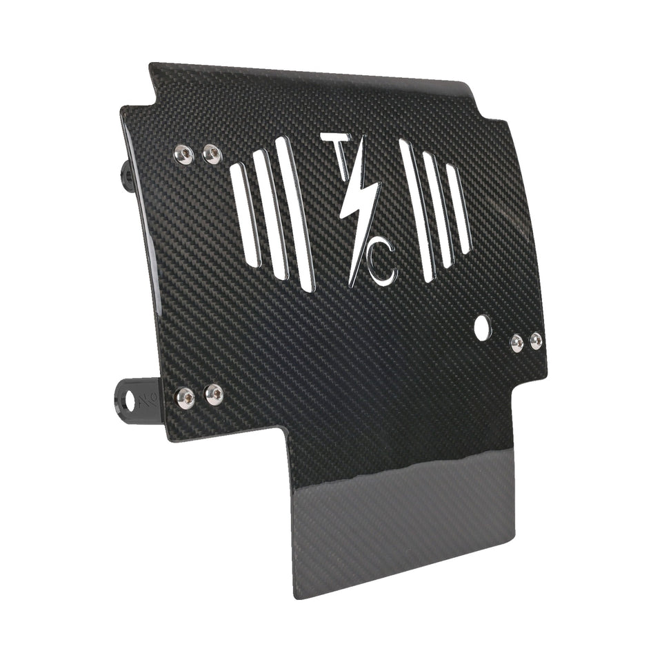 THRASHIN SUPPLY CO. - SKID PLATE - CARBON FIBER/GLOSS - WITH BLACK BRACKETS - FLHX/FLTRX