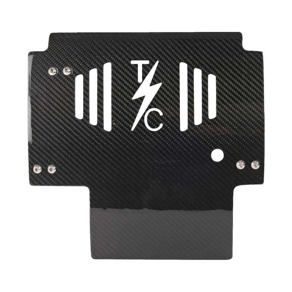 THRASHIN SUPPLY CO. - SKID PLATE - CARBON FIBER/GLOSS - WITH BLACK BRACKETS - FLHX/FLTRX