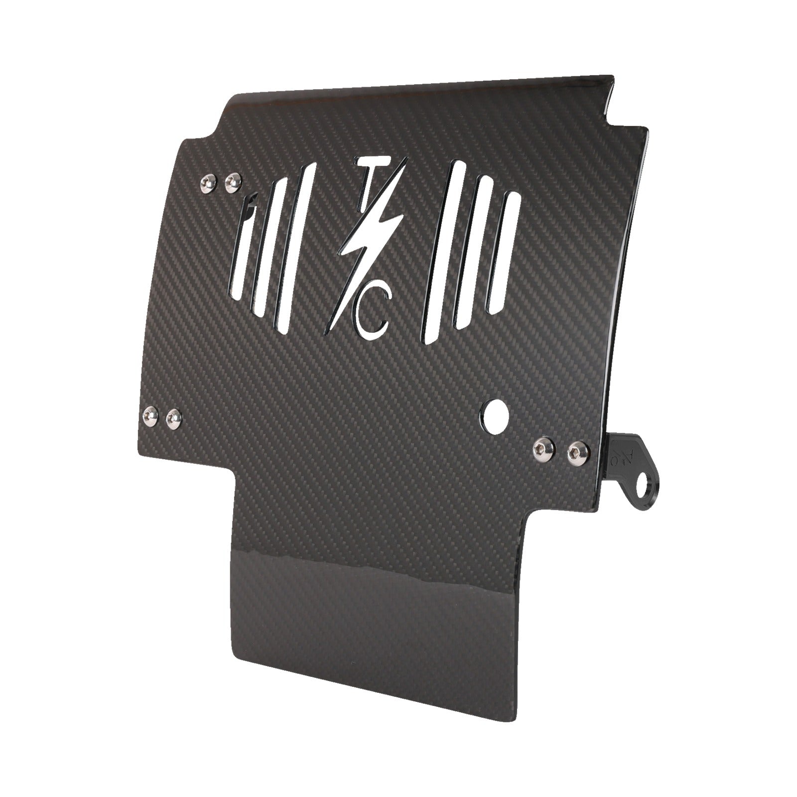 THRASHIN SUPPLY CO. - SKID PLATE - CARBON FIBER/GLOSS - WITH BLACK BRACKETS - FLHX/FLTRX
