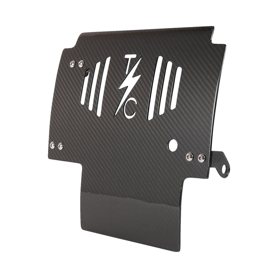 THRASHIN SUPPLY CO. - SKID PLATE - CARBON FIBER/GLOSS - WITH RED BRACKETS - FLHX/FLTRX