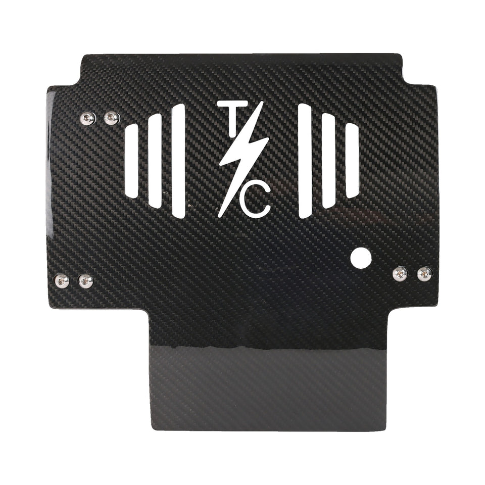 THRASHIN SUPPLY CO. - SKID PLATE - CARBON FIBER/GLOSS - WITH RED BRACKETS - FLHX/FLTRX