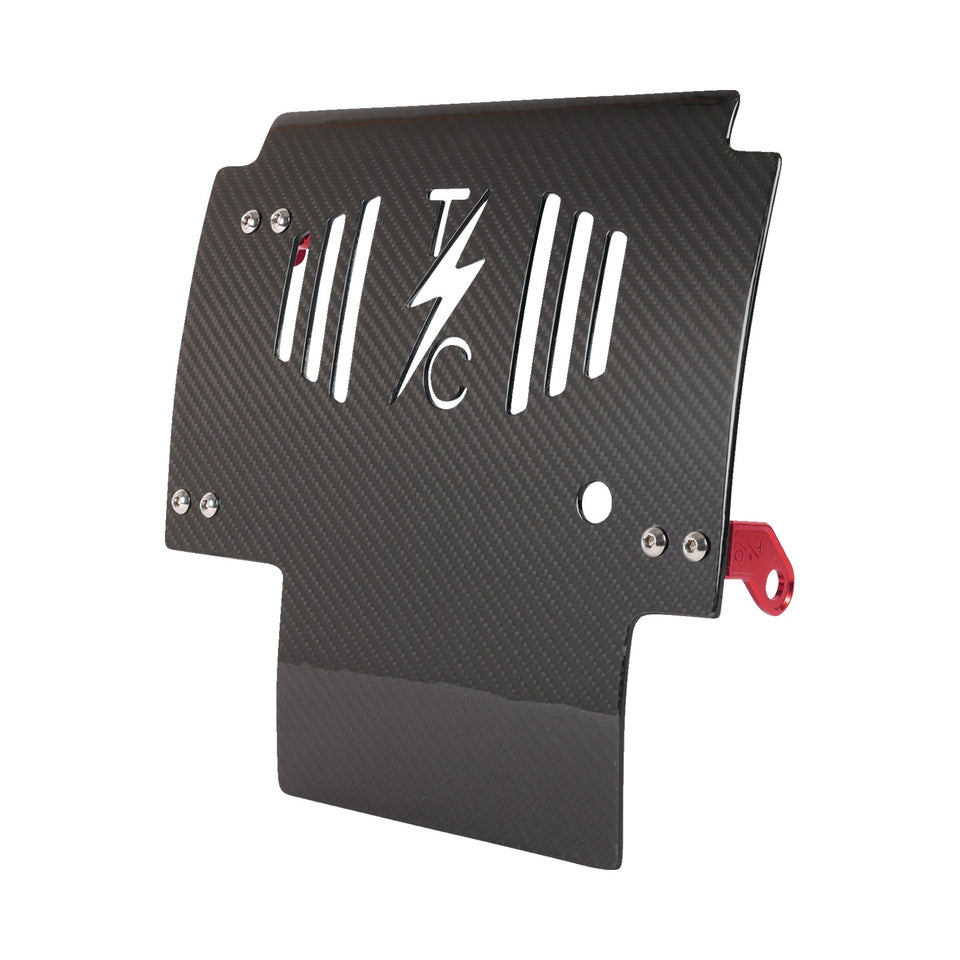 THRASHIN SUPPLY CO. - SKID PLATE - CARBON FIBER/GLOSS - WITH RED BRACKETS - FLHX/FLTRX