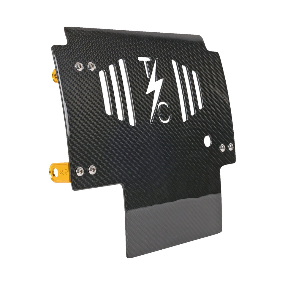 THRASHIN SUPPLY CO. - SKID PLATE - CARBON FIBER/GLOSS - WITH GOLD BRACKETS - FLHX/FLTRX