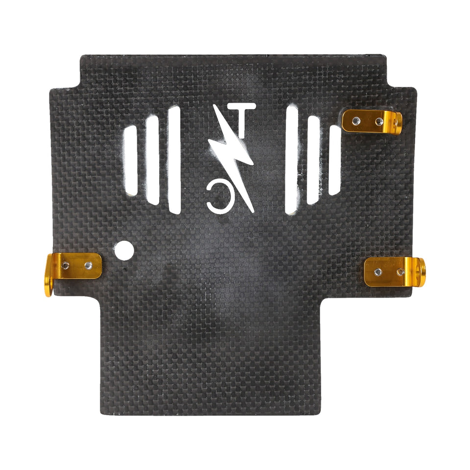 THRASHIN SUPPLY CO. - SKID PLATE - CARBON FIBER/GLOSS - WITH GOLD BRACKETS - FLHX/FLTRX