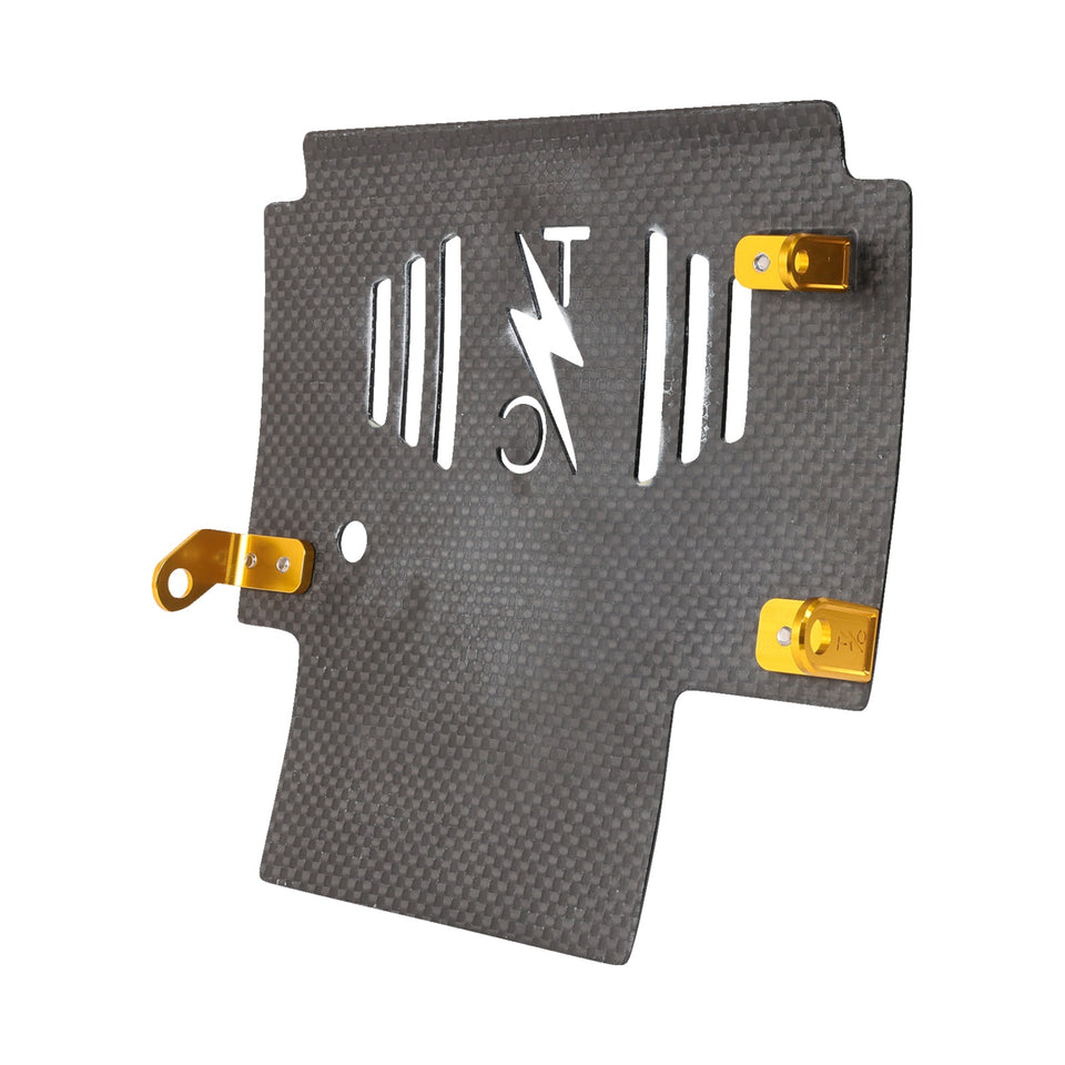 THRASHIN SUPPLY CO. - SKID PLATE - CARBON FIBER/GLOSS - WITH GOLD BRACKETS - FLHX/FLTRX