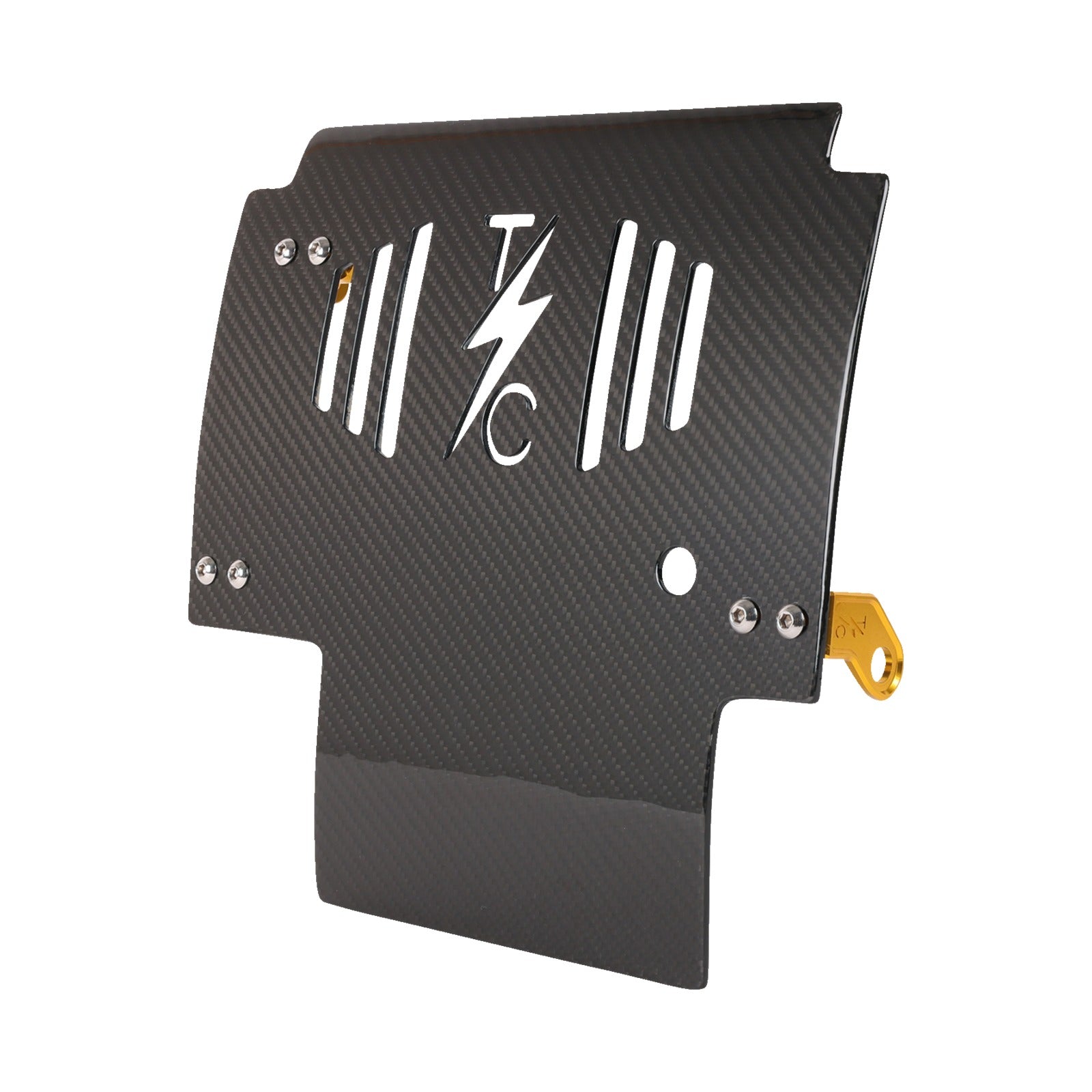 THRASHIN SUPPLY CO. - SKID PLATE - CARBON FIBER/GLOSS - WITH GOLD BRACKETS - FLHX/FLTRX