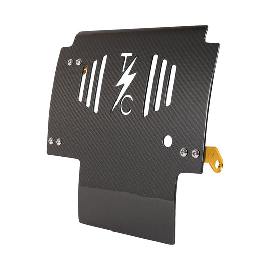 THRASHIN SUPPLY CO. - SKID PLATE - CARBON FIBER/GLOSS - WITH GOLD BRACKETS - FLHX/FLTRX