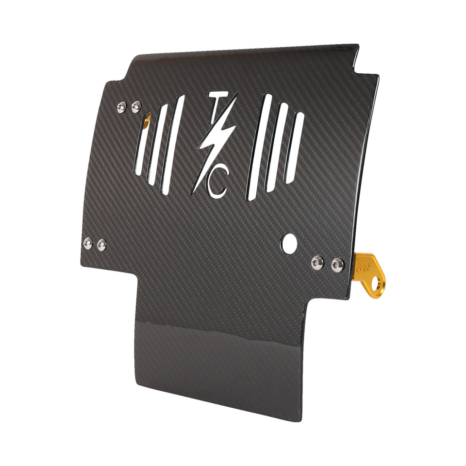 THRASHIN SUPPLY CO. - SKID PLATE - CARBON FIBER/GLOSS - WITH GOLD BRACKETS - FLHX/FLTRX