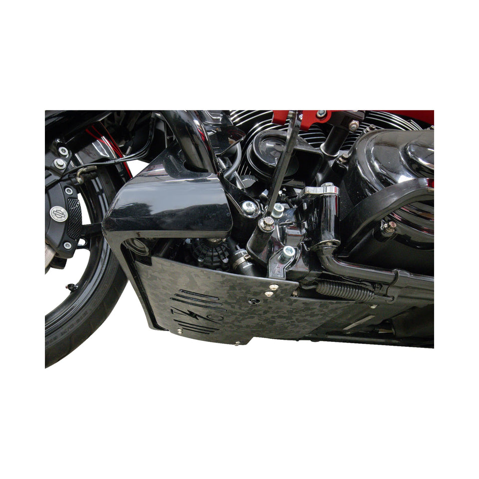 THRASHIN SUPPLY CO. - SKID PLATE - CARBON FIBER/FORGED - WITH BLACK BRACKETS - FLHX/FLTRX