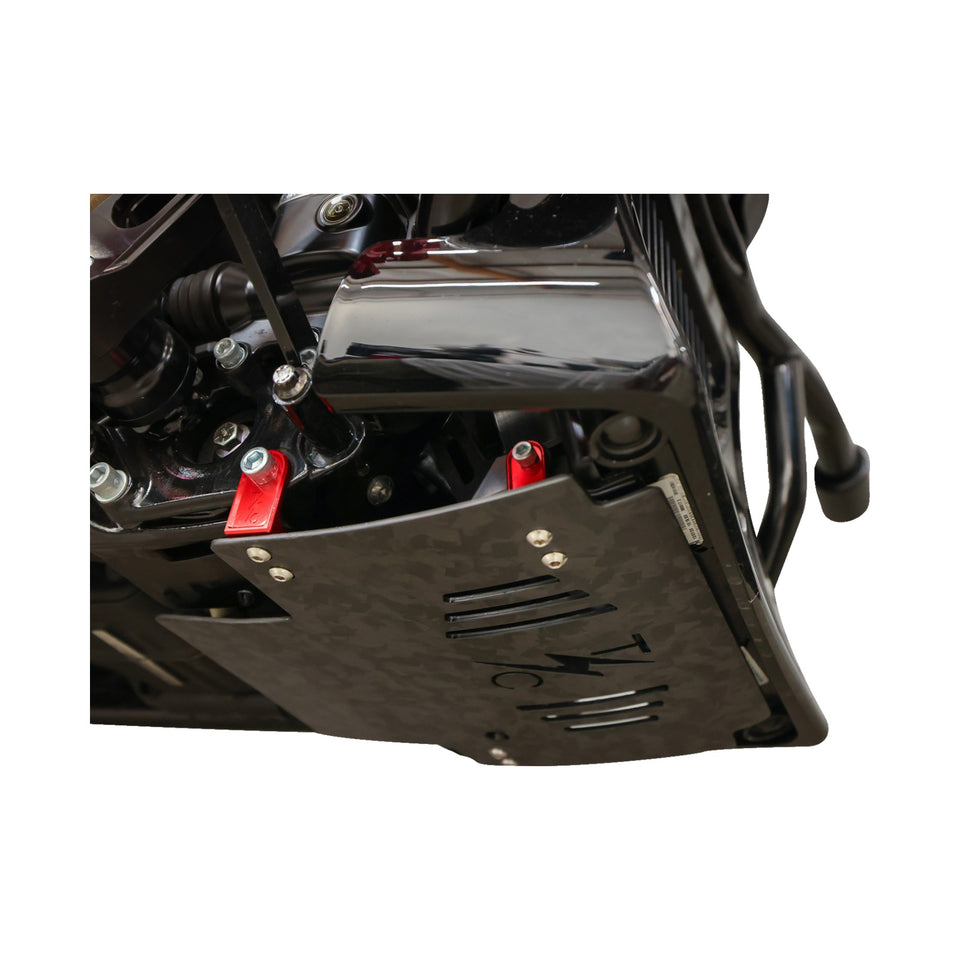 THRASHIN SUPPLY CO. - SKID PLATE - CARBON FIBER/FORGED - WITH RED BRACKETS - FLHX/FLTRX