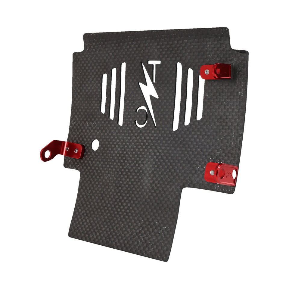 THRASHIN SUPPLY CO. - SKID PLATE - CARBON FIBER/FORGED - WITH RED BRACKETS - FLHX/FLTRX