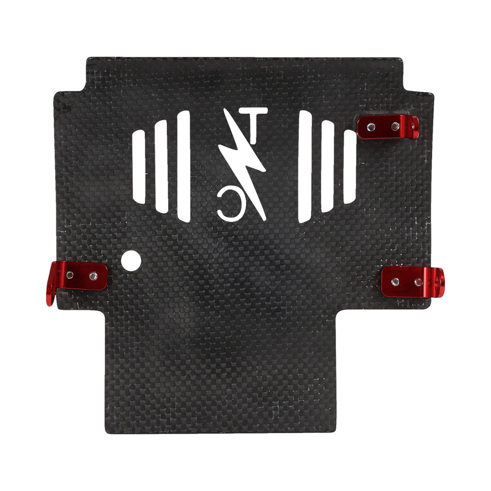THRASHIN SUPPLY CO. - SKID PLATE - CARBON FIBER/FORGED - WITH RED BRACKETS - FLHX/FLTRX
