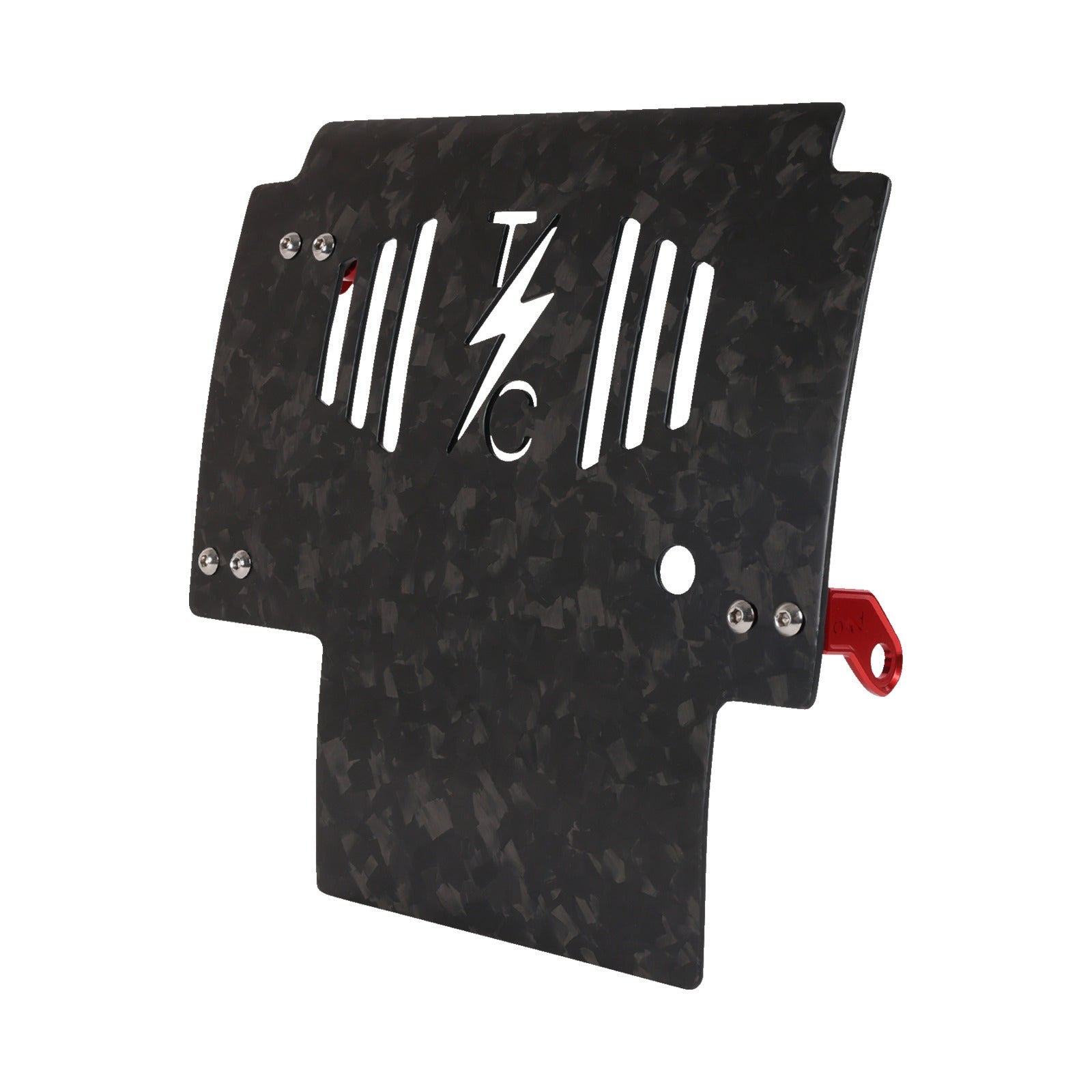 THRASHIN SUPPLY CO. - SKID PLATE - CARBON FIBER/FORGED - WITH RED BRACKETS - FLHX/FLTRX