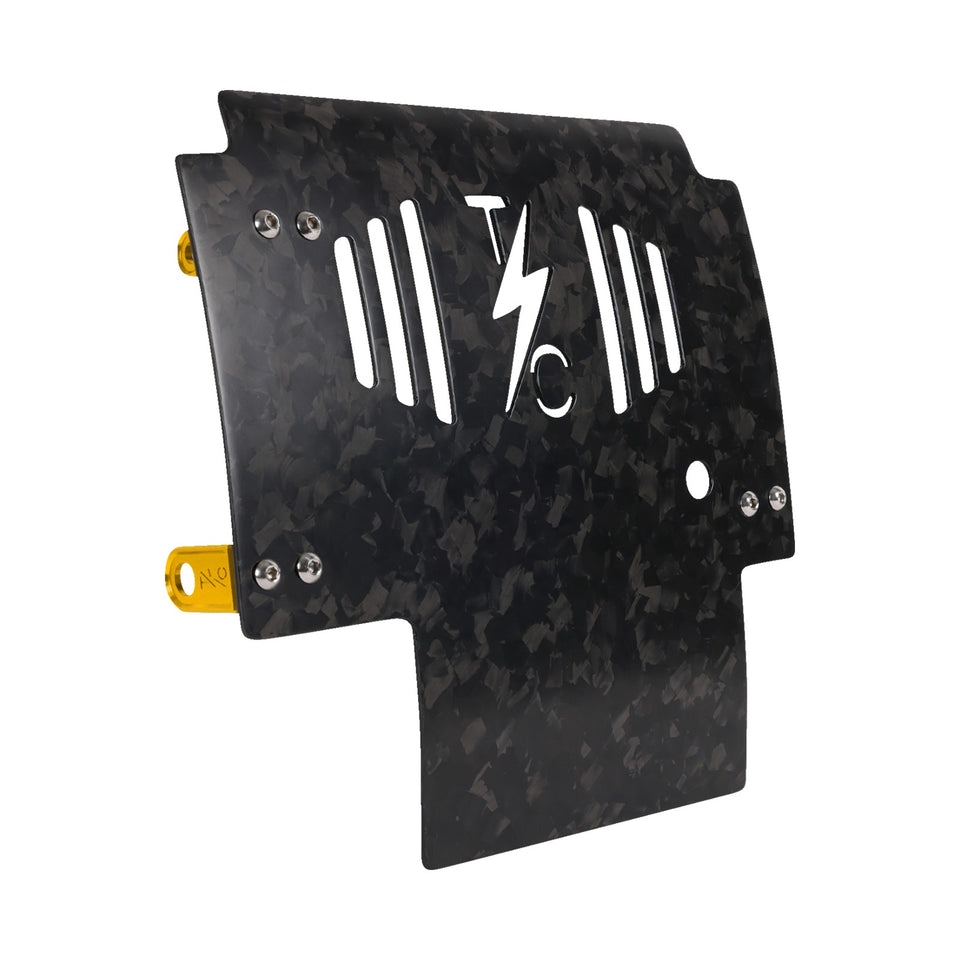 THRASHIN SUPPLY CO. - SKID PLATE - CARBON FIBER/FORGED - WITH GOLD BRACKETS - FLHX/FLTRX