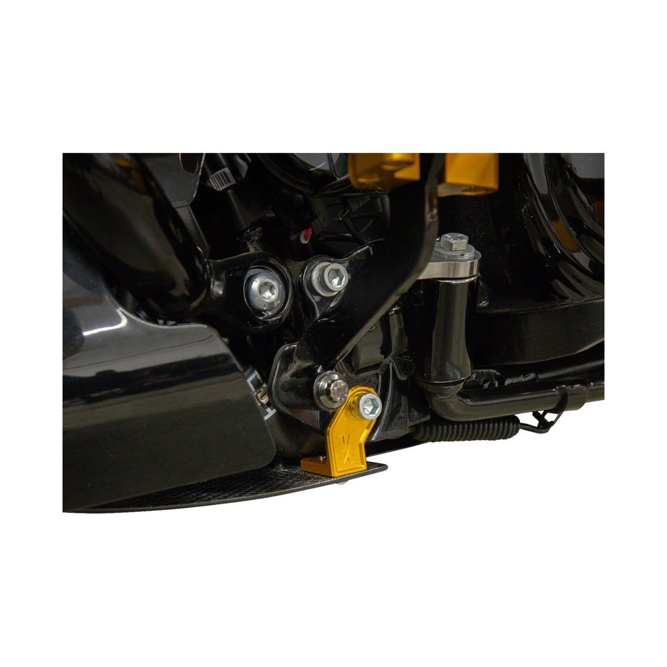 THRASHIN SUPPLY CO. - SKID PLATE - CARBON FIBER/FORGED - WITH GOLD BRACKETS - FLHX/FLTRX