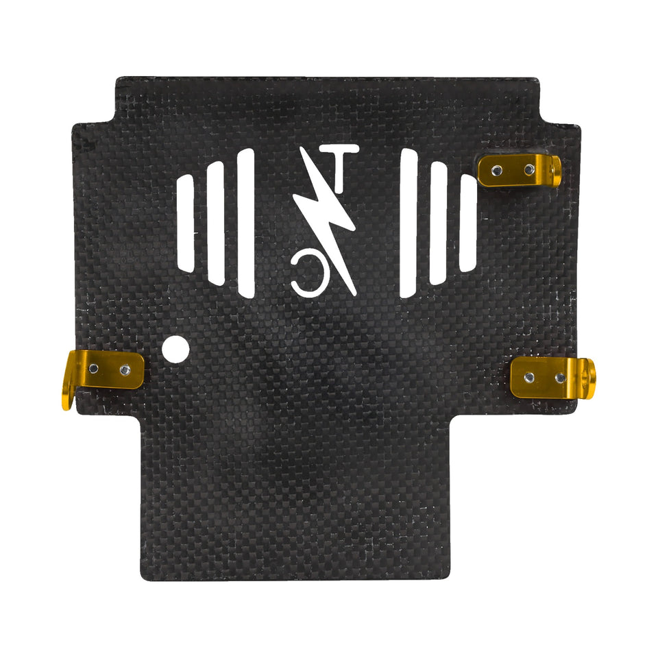 THRASHIN SUPPLY CO. - SKID PLATE - CARBON FIBER/FORGED - WITH GOLD BRACKETS - FLHX/FLTRX