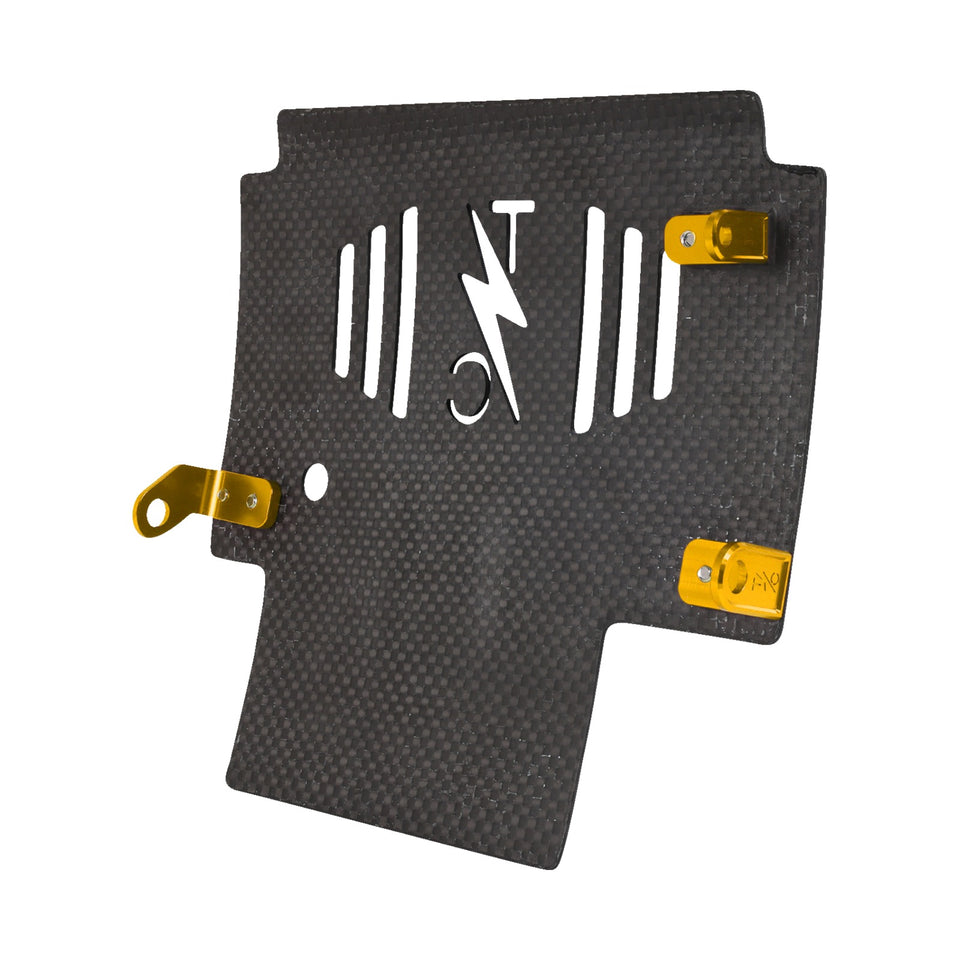 THRASHIN SUPPLY CO. - SKID PLATE - CARBON FIBER/FORGED - WITH GOLD BRACKETS - FLHX/FLTRX