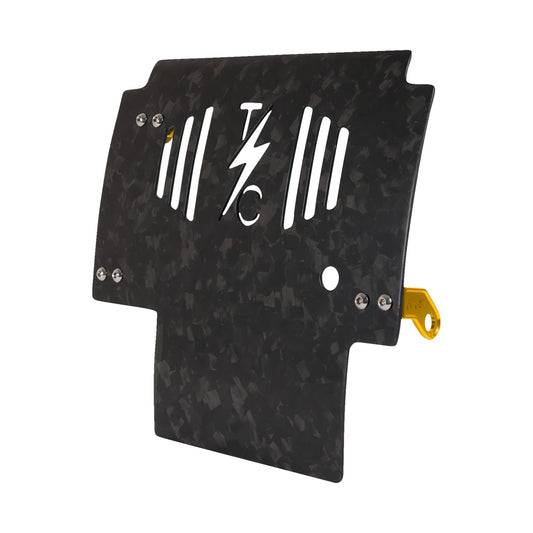 THRASHIN SUPPLY CO. - SKID PLATE - CARBON FIBER/FORGED - WITH GOLD BRACKETS - FLHX/FLTRX