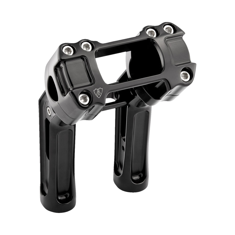 ARLEN NESS - METHOD KICKBACK HANDLEBAR RISER - SOFTAIL GAUGE CUT-OUT - 7" - BLACK