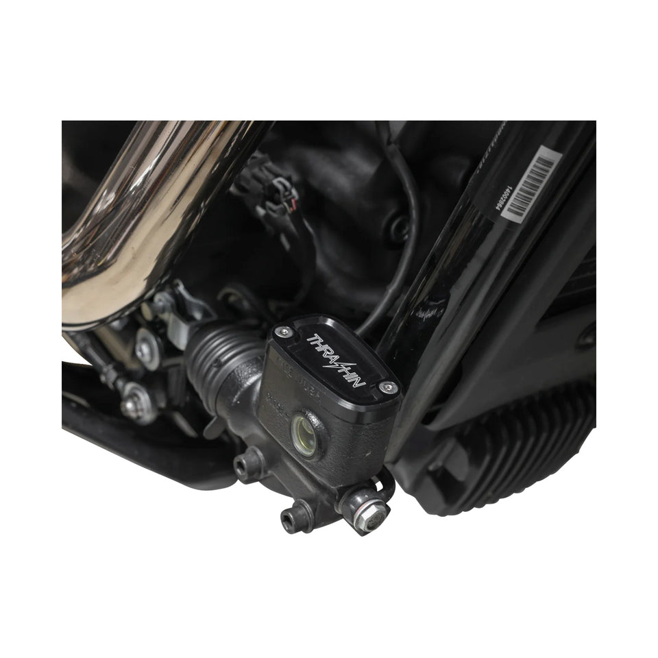 THRASHIN SUPPLY CO. - BRAKE RESERVOIR CAP - REAR - BLACK - TWICE CUT - '18+ SOFTAIL