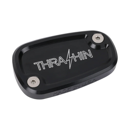 THRASHIN SUPPLY CO. - BRAKE RESERVOIR CAP - REAR - BLACK - TWICE CUT - '18+ SOFTAIL