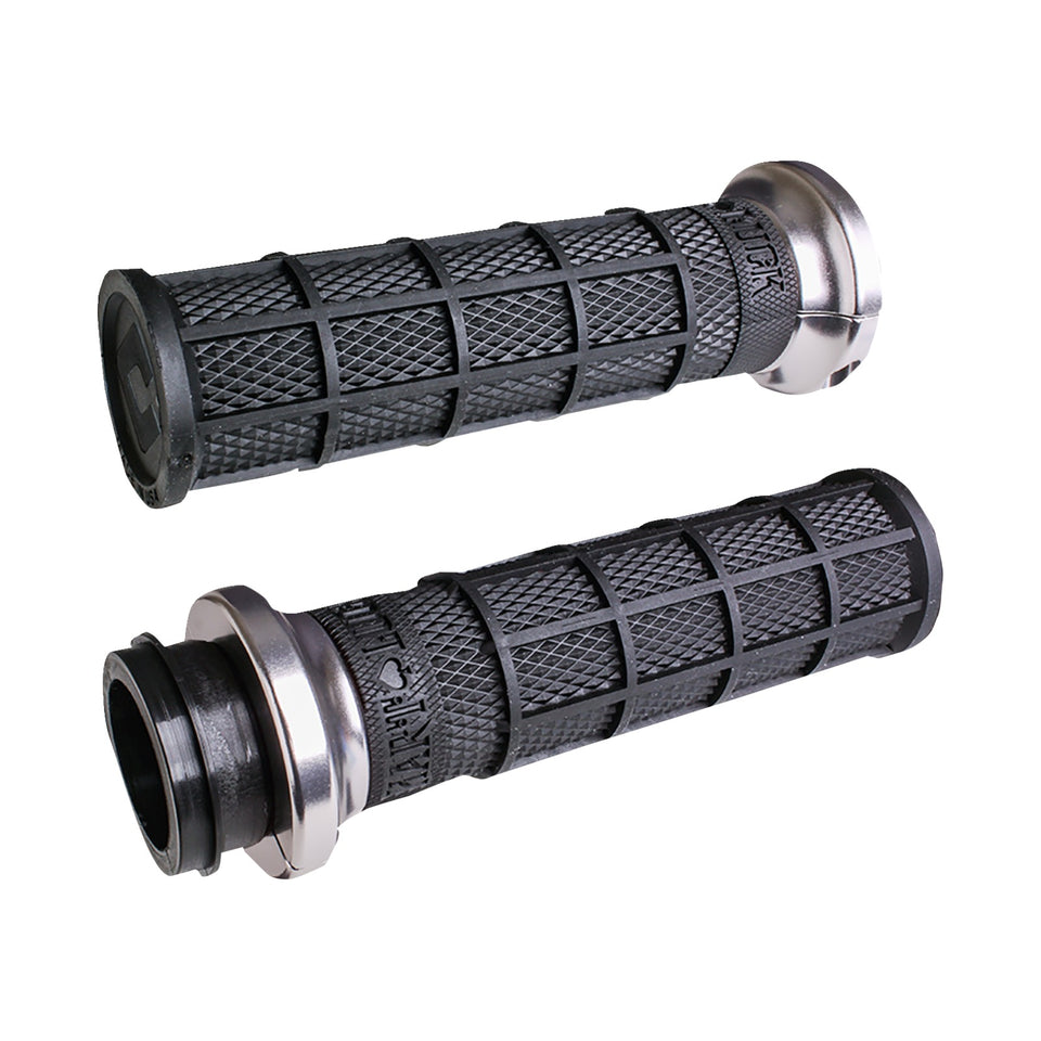 ODI - HART-LUCK SIGNATURE V-TWIN LOCK-ON(TM) GRIPS - CABLE - BLACK/SILVER