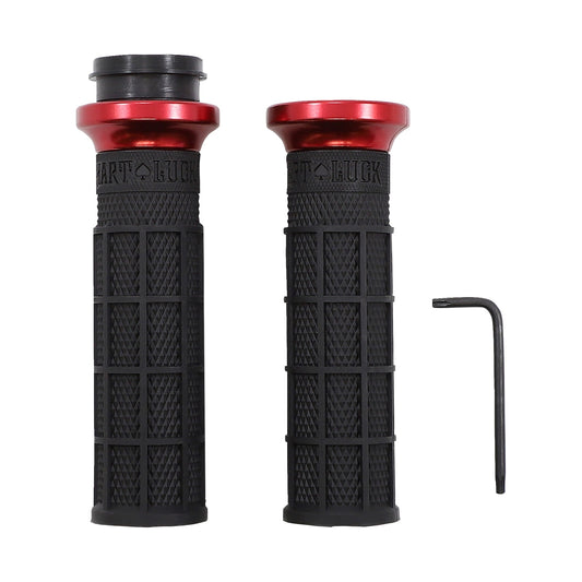 ODI - HART-LUCK SIGNATURE V-TWIN LOCK-ON(TM) GRIPS - TBW - BLACK/RED