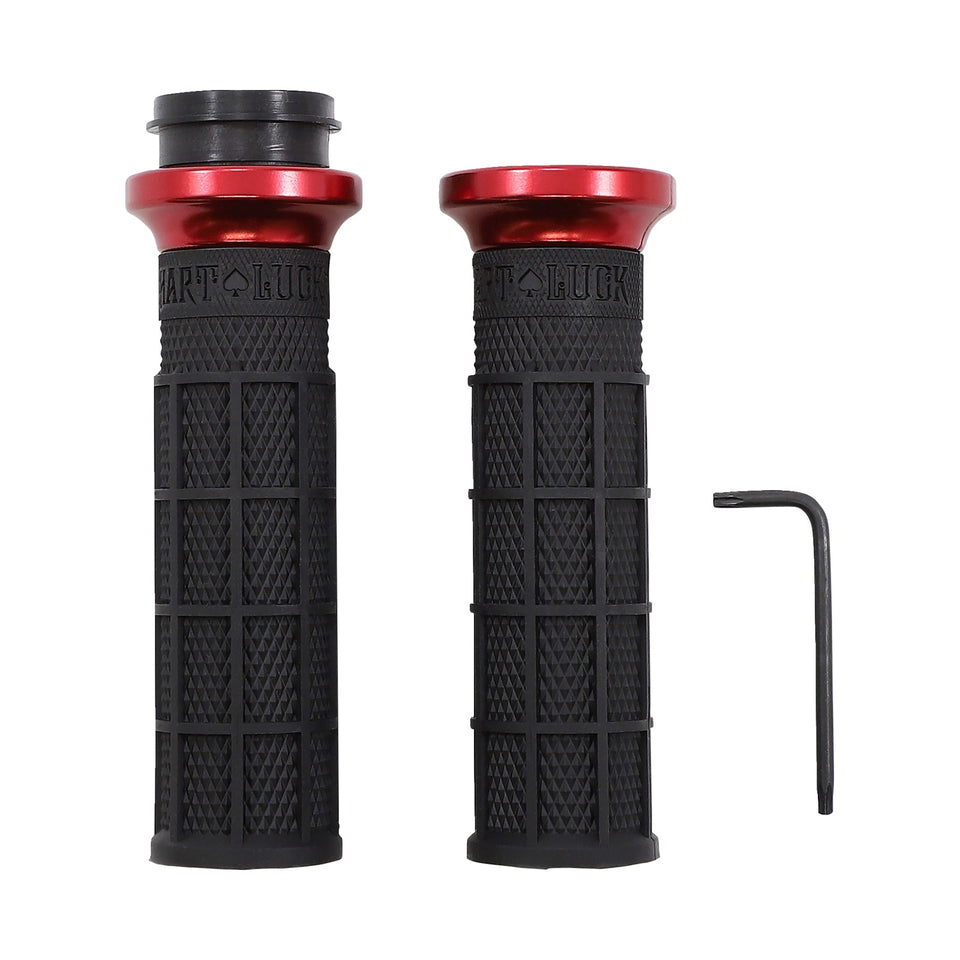 ODI - HART-LUCK SIGNATURE V-TWIN LOCK-ON(TM) GRIPS - TBW - BLACK/RED