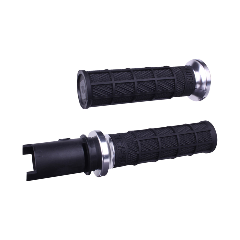 ODI - HART-LUCK SIGNATURE V-TWIN LOCK-ON(TM) GRIPS - CVO - BLACK/SILVER