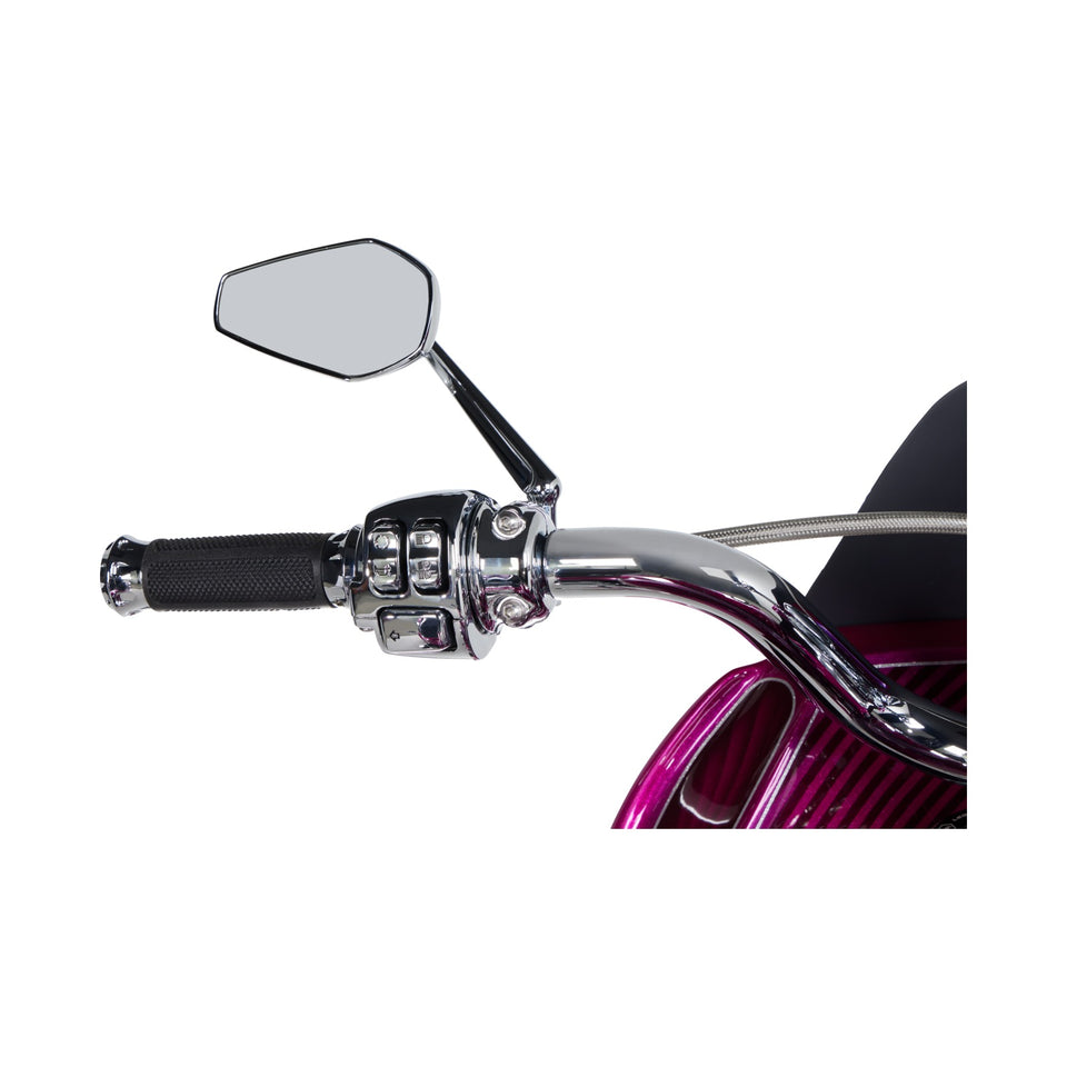 ARLEN NESS - MIRROR - MINI/STOCKER - SIDE VIEW - HEXAGON - CHROME - LEFT