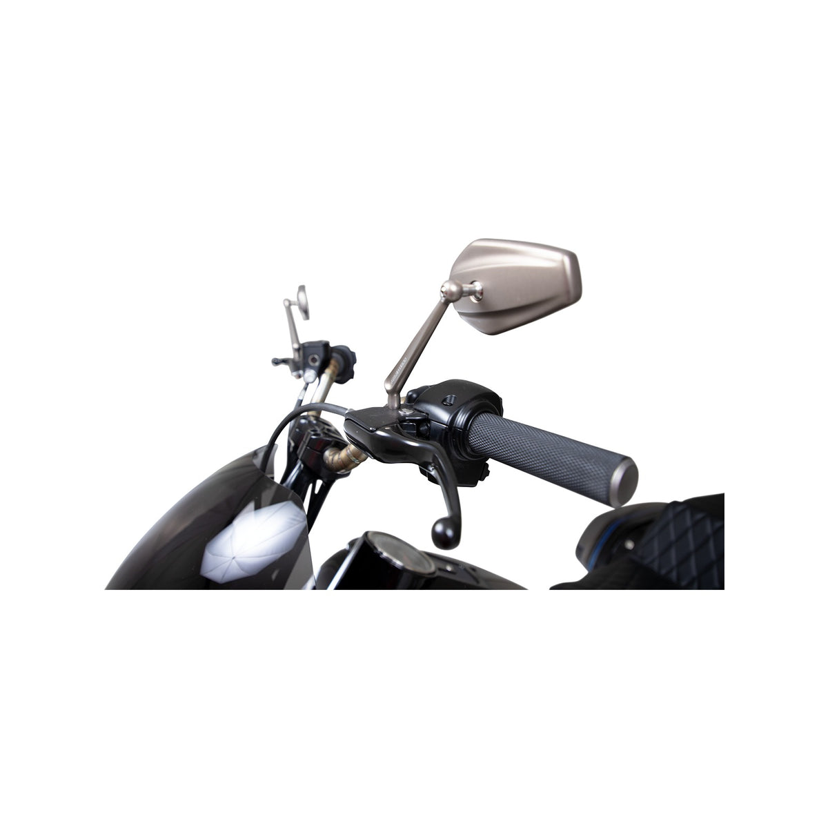 ARLEN NESS - MIRROR - MINI STOCKER - SIDE VIEW - OVAL - TITANIUM - LEFT