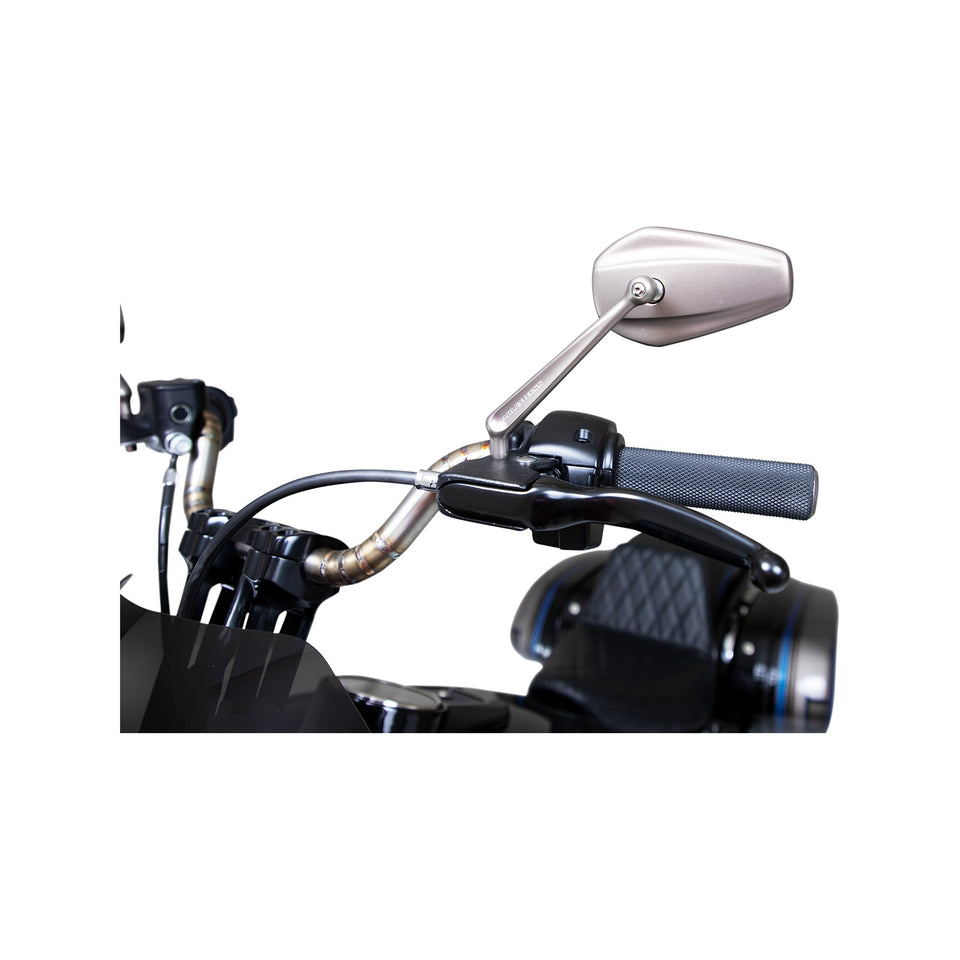 ARLEN NESS - MIRROR - MINI STOCKER - SIDE VIEW - OVAL - TITANIUM - LEFT