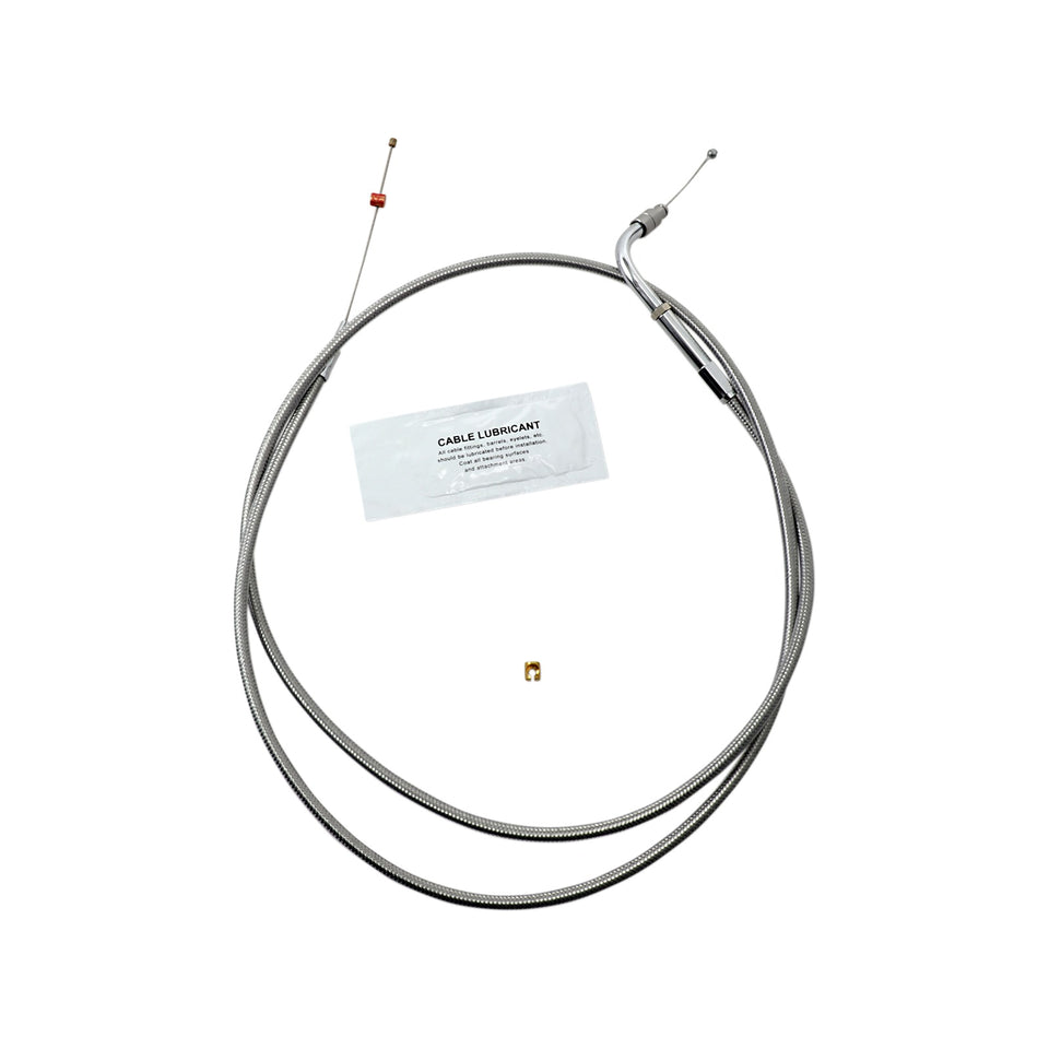 BARNETT - STAINLESS STEEL THROTTLE CABLE - +10" - '02-'07 FLH