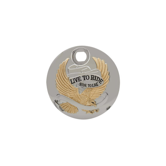 DRAG SPECIALTIES - "LIVE TO RIDE" CONSOLE DOOR - CHROME WITH GOLD