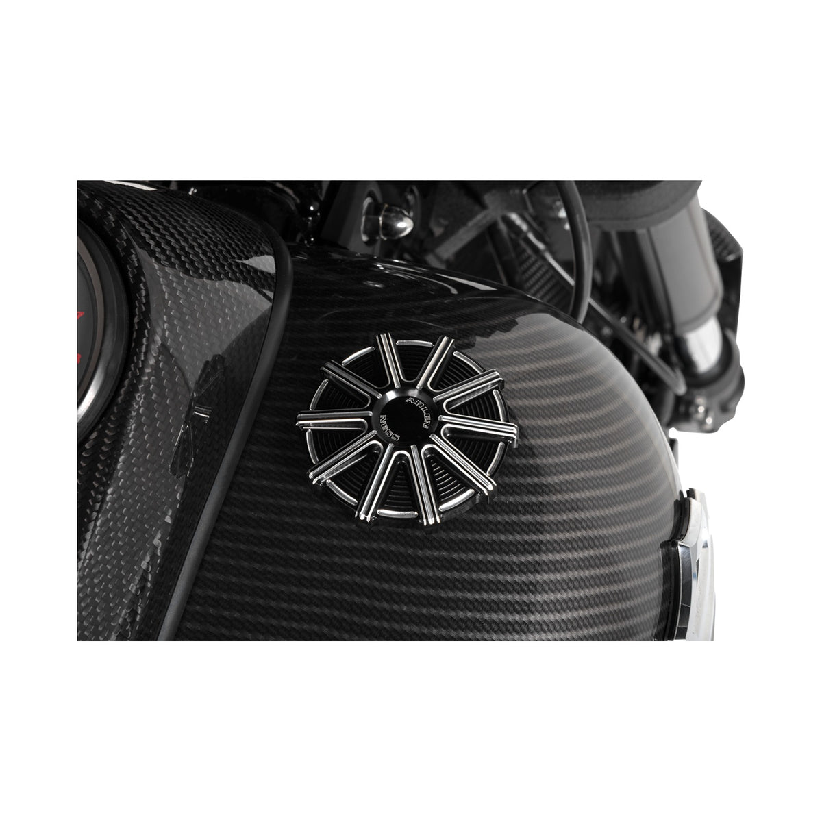 ARLEN NESS - VENTED GAS CAP - 10 GAUGE - BLACK MACHINED ACCENTS