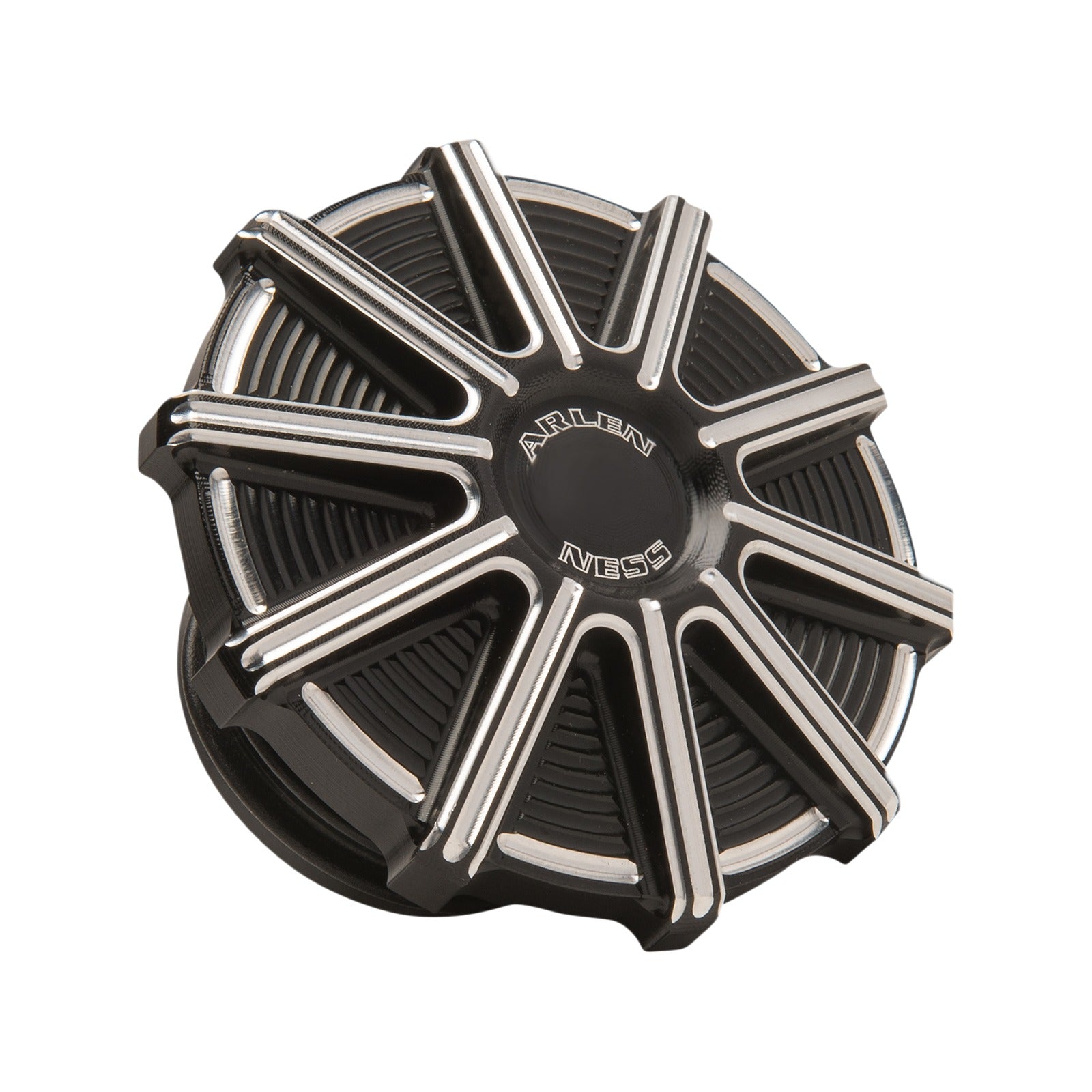 ARLEN NESS - VENTED GAS CAP - 10 GAUGE - BLACK MACHINED ACCENTS