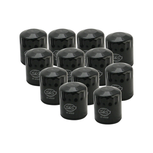 S&S CYCLE - OIL FILTERS - BLACK - 12-PACK