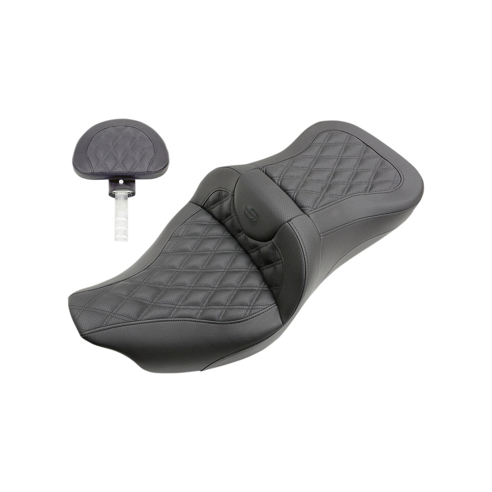 SADDLEMEN - ROADSOFA(TM) SEAT - FULL LATTICE STITCH - WITH BACKREST - FL '08-'24