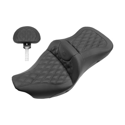 SADDLEMEN - ROADSOFA(TM) SEAT - WITH BACKREST - FULL LATTICE STITCH - HEATED - FLH/FLT '08-'25