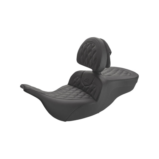 SADDLEMEN - ROADSOFA(TM) LATTICE STITCHED SEAT - W/ DRIVER BACKREST - BLACK