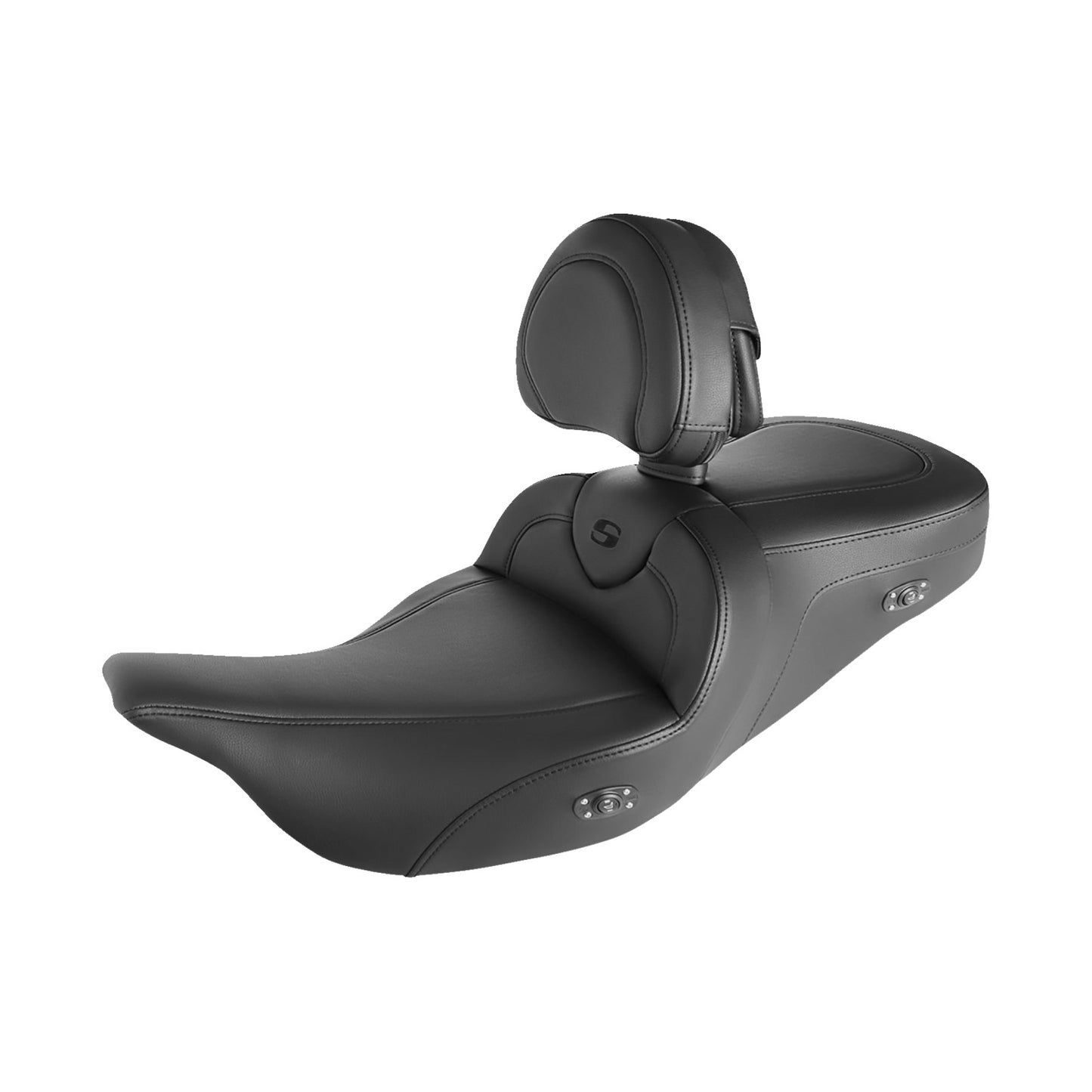 SADDLEMEN - ROADSOFA(TM) SEAT - HEATED - W/ BACKREST - BLACK STITCHING - FLH/FLT '08-'24