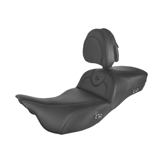 SADDLEMEN - ROADSOFA(TM) EXTENDED REACH HEATED SEAT - BLACK - W/ BACKREST - FL '08-'24