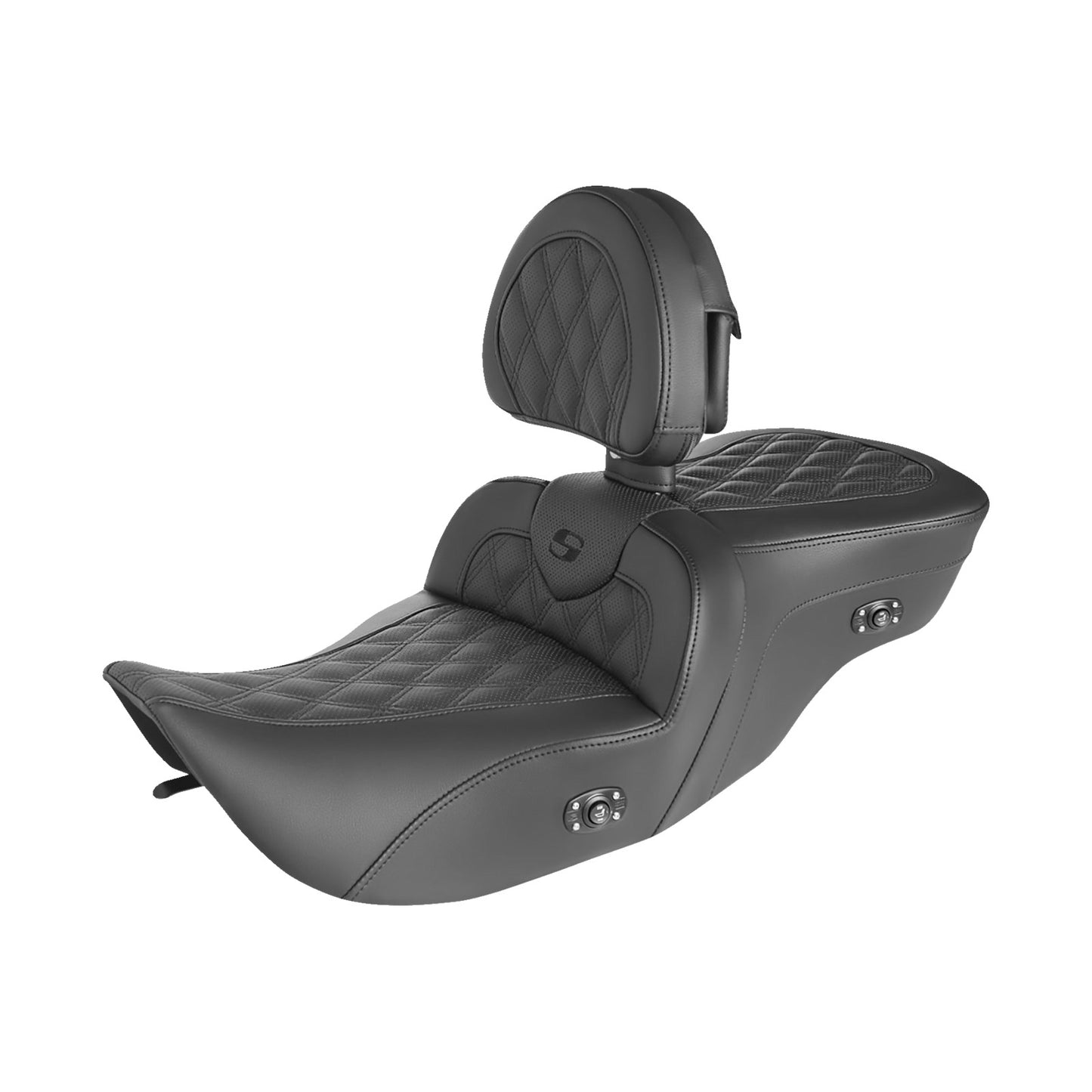 SADDLEMEN - ROADSOFA(TM) SEAT - WITH BACKREST - FULL LATTICE STITCH - HEATED - '99-'07 FLH
