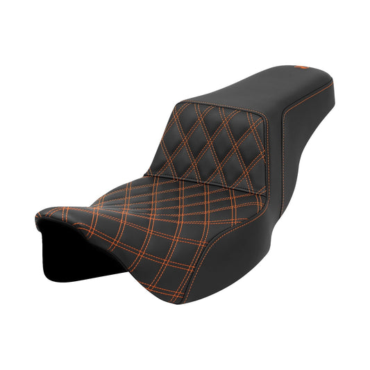 SADDLEMEN - STEP-UP SEAT - ORANGE STITCH - EXTENDED REACH - FLH/FLT '08-'23