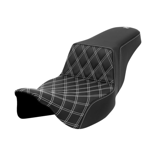 SADDLEMEN - STEP-UP SEAT - WHITE STITCH - EXTENDED REACH - FLH/FLT '08-'23