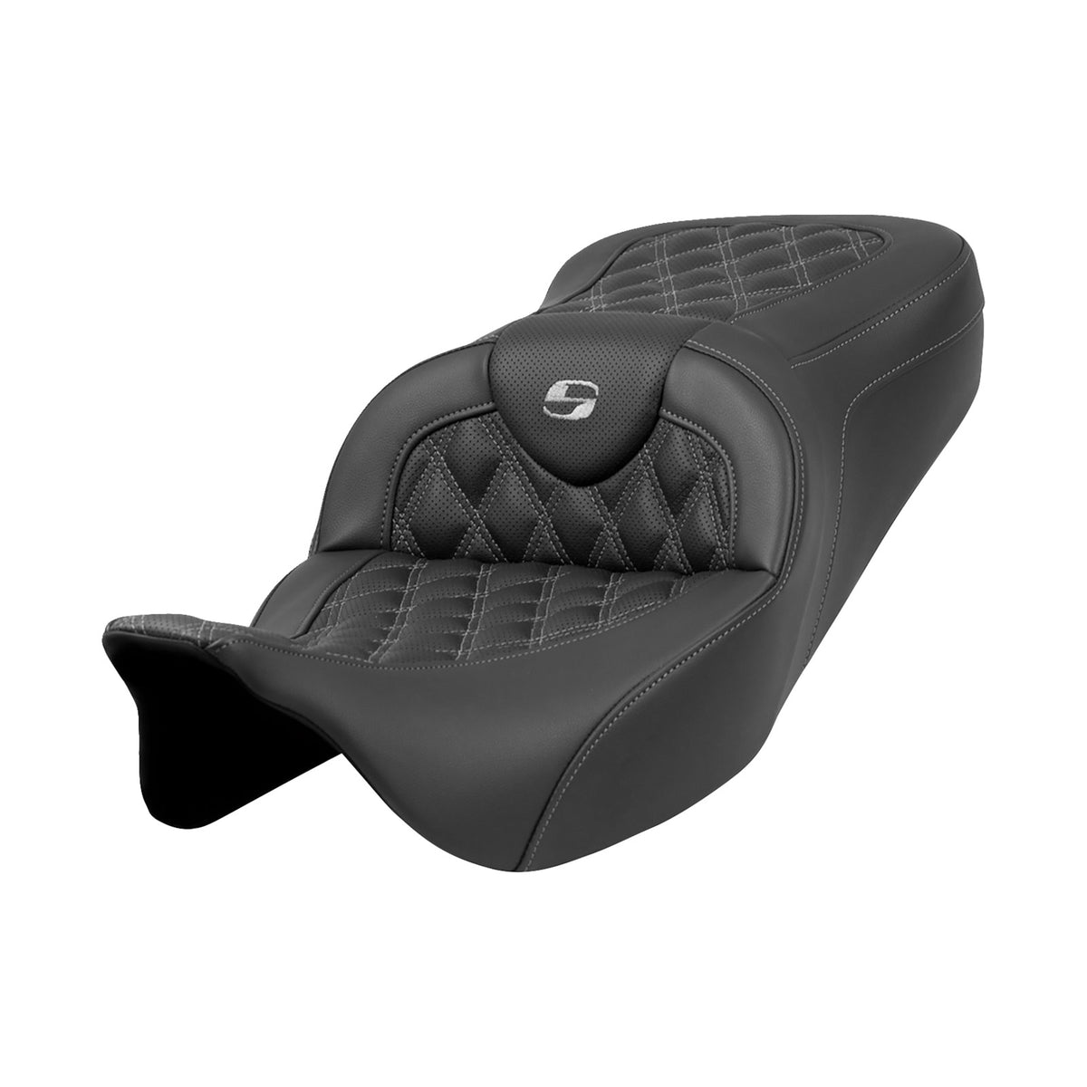 SADDLEMEN - ROADSOFA(TM) SEAT - LATTICE STITCH - DARK GRAY STITCH - WITHOUT BACKREST - FLH/FLT '08-'23
