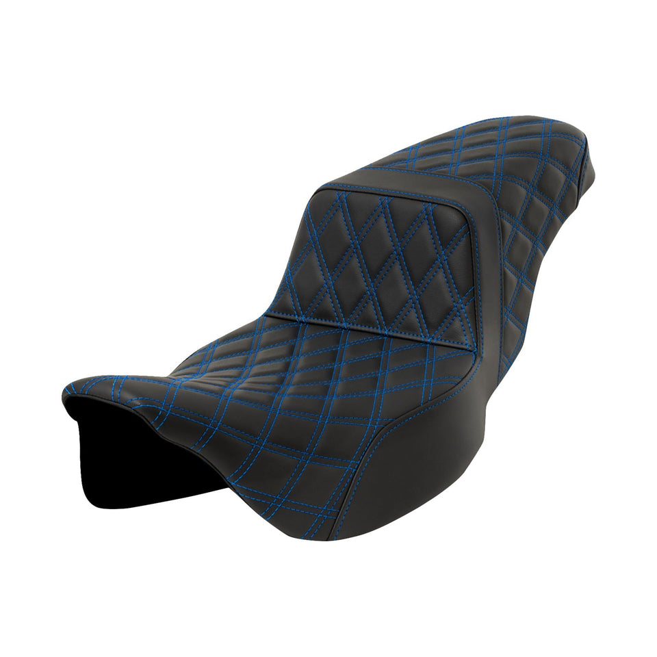SADDLEMEN - STEP-UP SEAT - BLUE STITCH - EXTENDED REACH - FLH/FLT '08-'23
