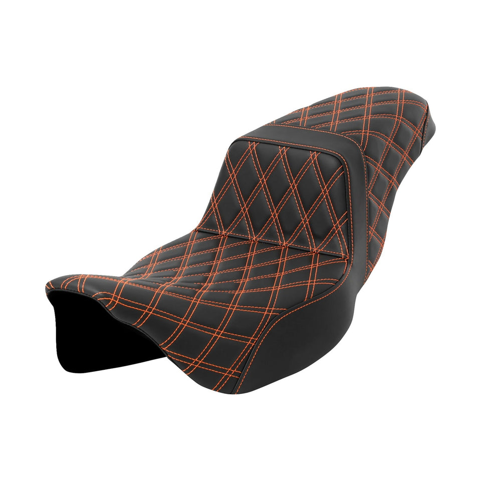 SADDLEMEN - STEP-UP SEAT - ORANGE STITCH - EXTENDED REACH - FLH/FLT '08-'23