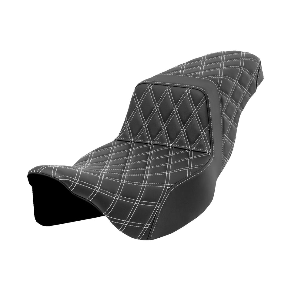 SADDLEMEN - STEP-UP SEAT - WHITE STITCH - EXTENDED REACH - FLH/FLT '08-'23